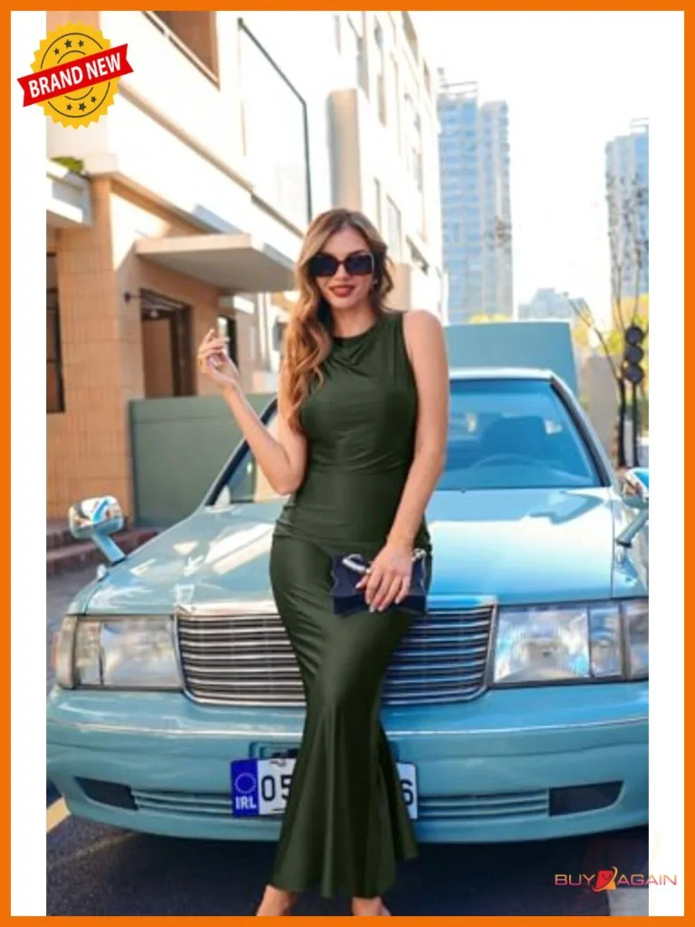 Satin Maxi Dress Sleeveless High Neck Tie Back Cutout Formal Wedding Guest